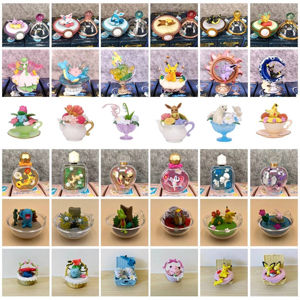 

TOMY Pokemon Flower Teacup pikachu Little Elf Decoration Hand-Made Japanese Anime Figures Collections Pvc Model Blind Box Toy