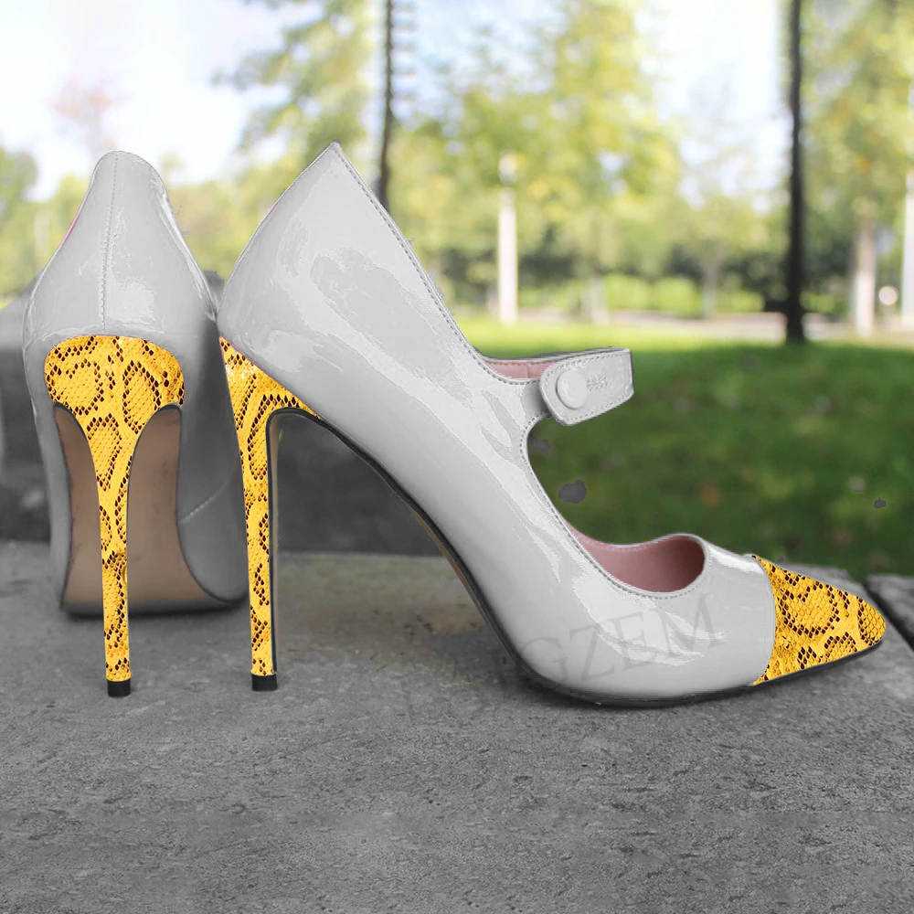 LAIGZEM/модные женские туфли лодочки на каблуке шпильке Лакированные Mary Jane для