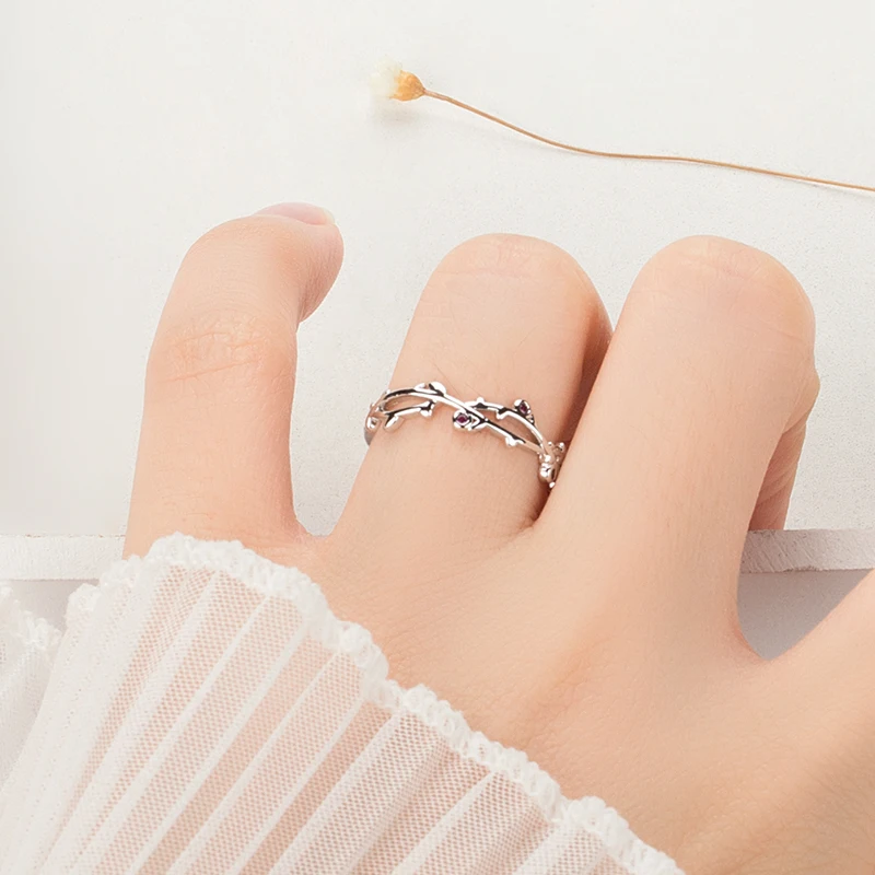 Новые серебряные кольца на палец в виде ветвей листьев модные ювелирные изделия