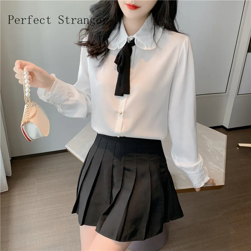 

2020 Autumn New Arrival Hot Sale Bow Collar Long Sleeve Women Chiffon Blouse High Quality