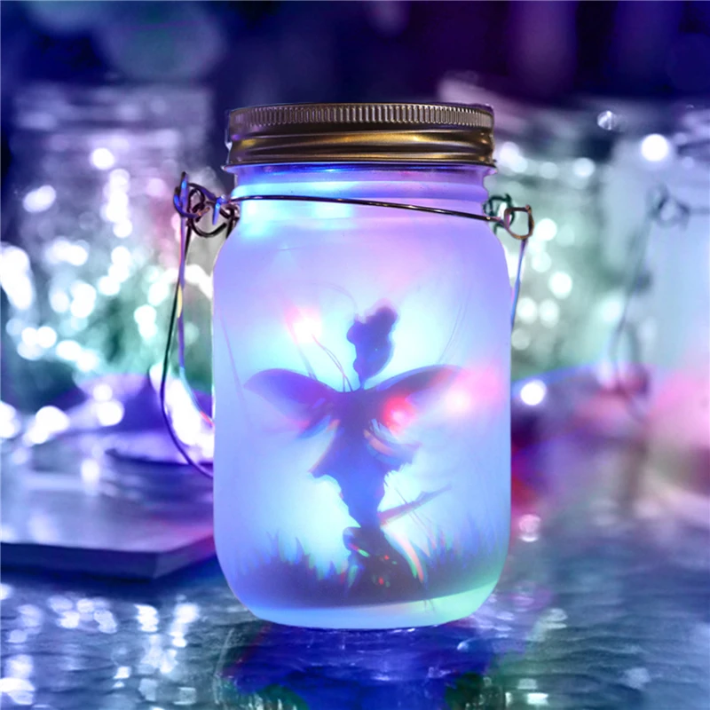 Solar Mason Light with Hanging Handle Jar Transparent Waterproof Outdoor Decoration | Glow Party Supplies