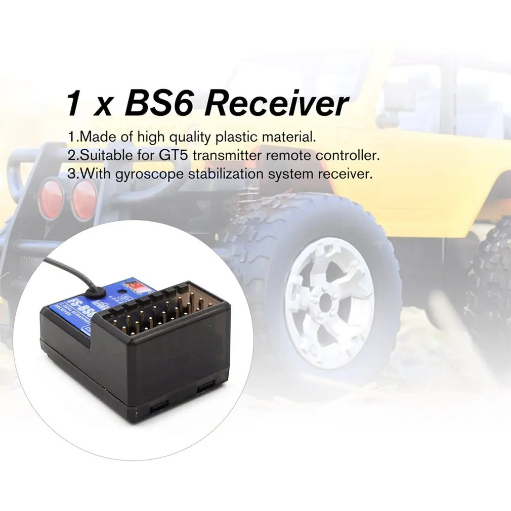 Flysky-receptor RC FS-BS6, 2,4 GHz, 6 CANALES, AFHDS, 2A, salida PWM con funci&oacute;n de giroscopio para Control remoto, coche, barco-2