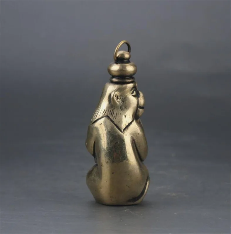 Медная статуя изысканная китайская Бронзовая резная макак с животными