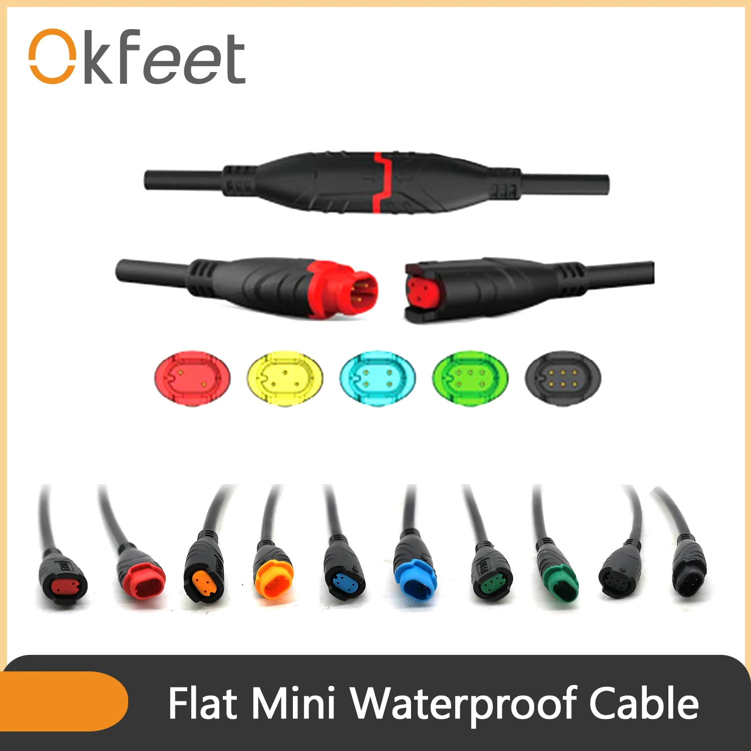 Плоский водонепроницаемый Удлинительный кабель Okfeet Julet 2 3 4 5 6 Pin для
