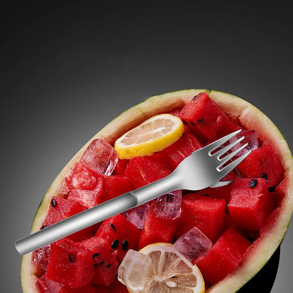 

Watermelon Slicer Cutter 2 In 1 Fork Stainless Steel Watermelon Knife Kitchen Gadget Melon Fruits Cutting Tool