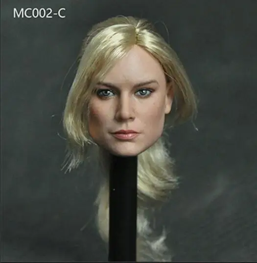 Коллекция фанатов 1/6 Женская фигурка голова куклы MC002 Brie Larson женская голова Лепка с длинными золотые волосы для тела 12 дюймов - Цвет: C
