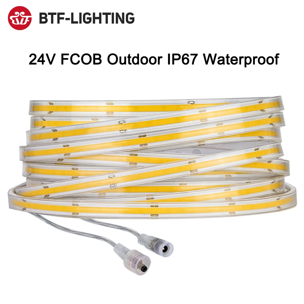 FCOB LED Strip Light IP67 360 528 640 LEDs High Density Flexible FOB COB Led Lights RA90 Linear Dimmable Outdoor Waterproof 24V | Лампы и