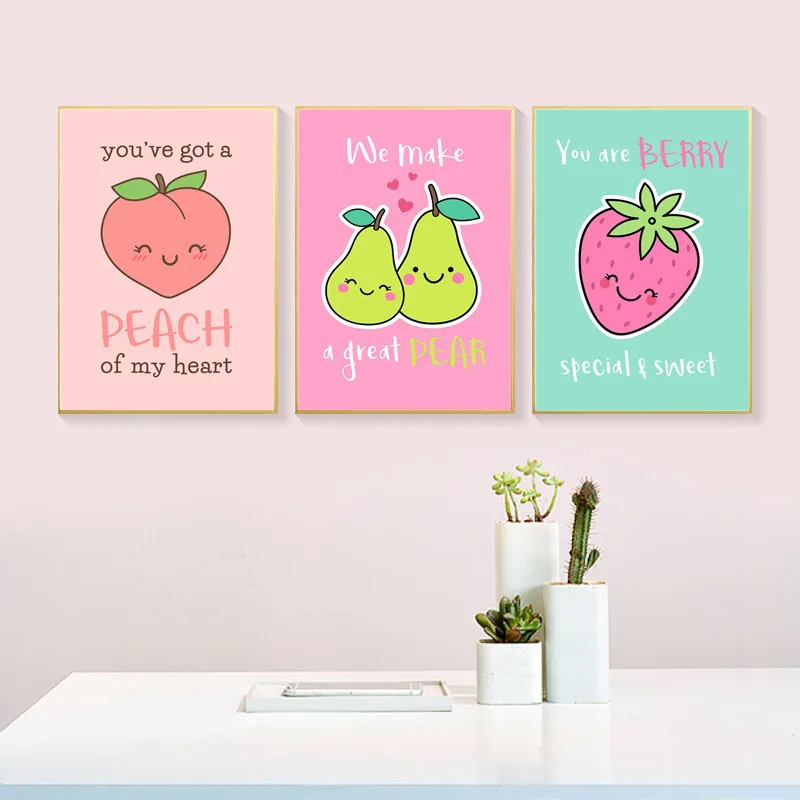 Декоративная Картина на холсте для детского сада цветной постер с фруктами