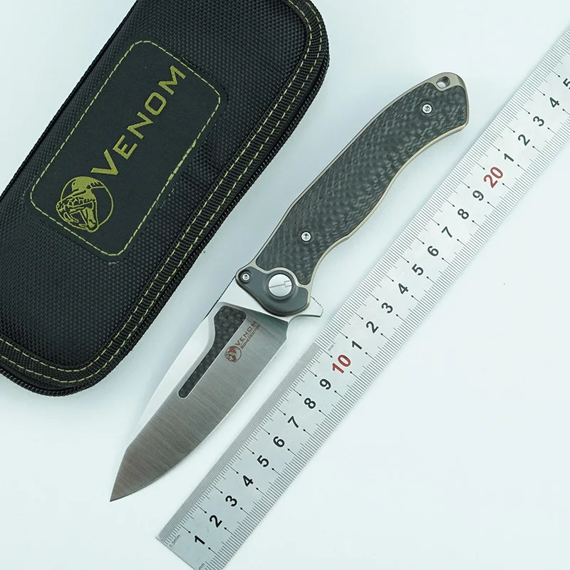 

Складной нож VENOM BONE DOCTOR M390 Titanium CF Flipper, уличный Карманный кухонный нож для кемпинга, охоты, выживания, фруктов, инструменты для повседневного ...