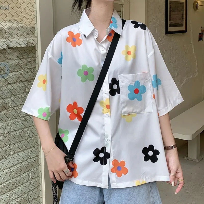 

2020 Women Blouses Holiday Short Sleeve Casual Tops Ladies Floral Printed Shirt New Korean Summer Fashion Women Clothing