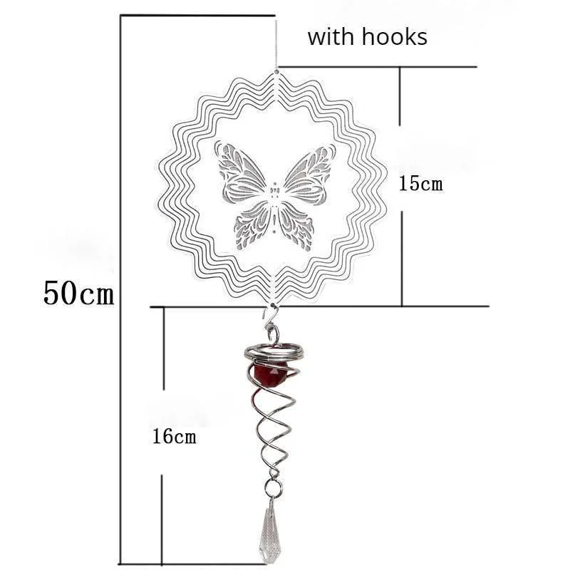 

3D Matel Wind Spinner Stereo Rotating Wind Chime Wind Spinner Home Decorations Hanging Wind Outdoor