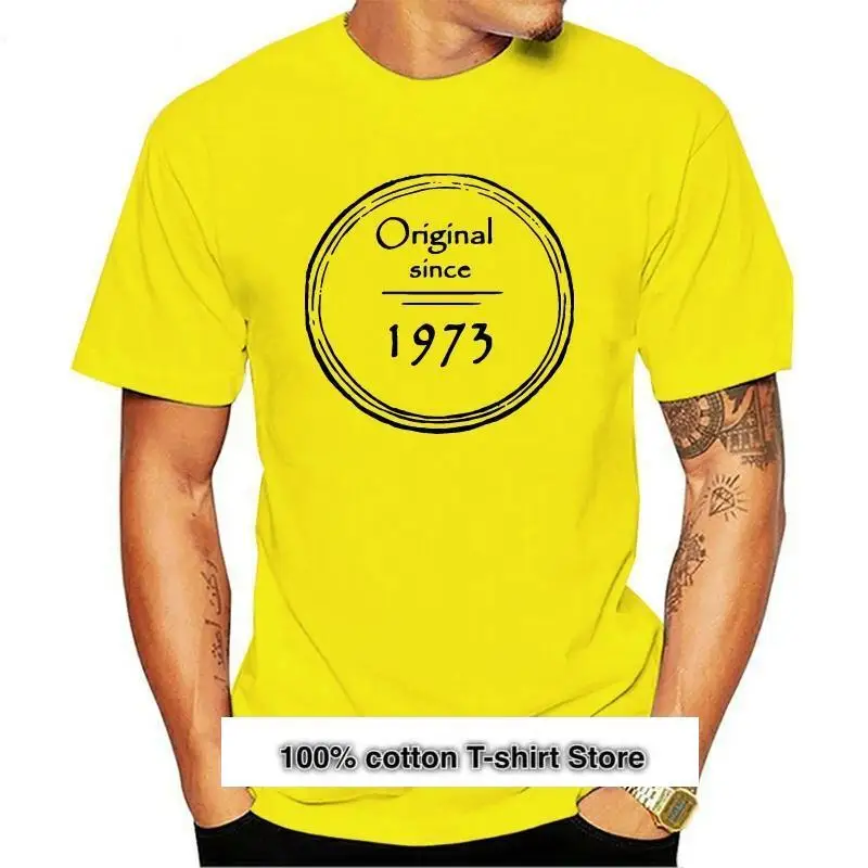 

Новые винтажные дизайнерские Заказные мужские футболки 1973, Классические Смешные хлопковые однотонные Потрясающие Мужские футболки в стил...
