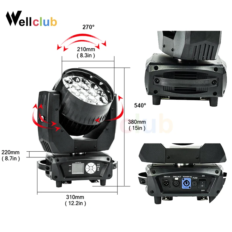 2pcs AURA 19x15W RGBW Led Moving Head Light Beam Wash With Zoom Backlight Stage Dj For Bar Wedding Church | Лампы и освещение