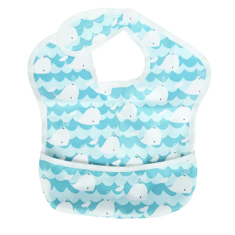 [Sigzagor]1 Baby Bib Feeding Waterproof With Pocket 6 to 24 months - Цвет: BSW15 whale