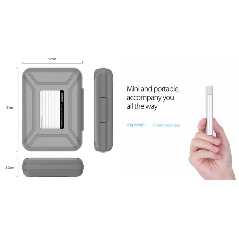 orico 1 pcs gray 3 5 inch hard drive protective box 1 pcs silver msata ssd enclosure hdd case storage box free global shipping