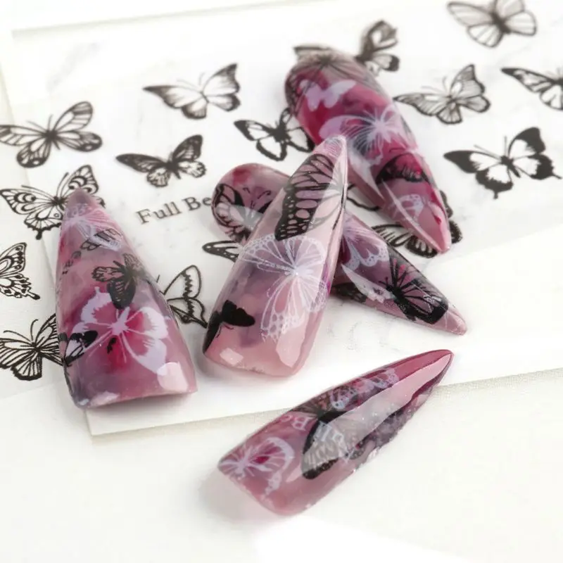 

10pcs Butterfly Nail Foil Set Full Wrap Nails Art Polish Transfer DIY Manicure