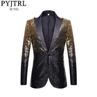 PYJTRL Мужская мода постепенное изменение золотой черный Slim Fit пиджак для банкета ночного клуба блейзеры для певцов свадебный смокинг жениха