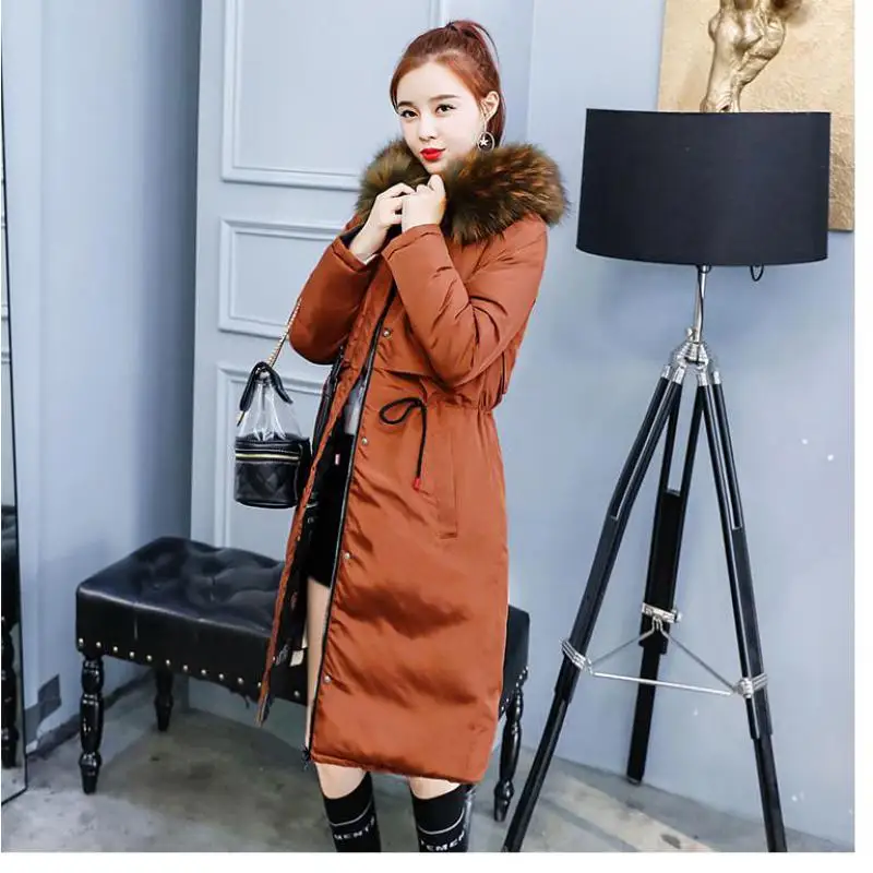 

Down coat women long winter jacket new Korean version of the wild thick large fur collar winter wear Wear on both sides parka