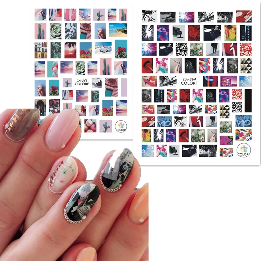 

Newest CA363 364 city light pattern 3D nail art sticker decals DIY decoration for nail tools