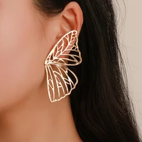 1 pair big butterfly ear clips earrings for women exaggeration gold color silver color ear cuff crawler bohemian earing piercing