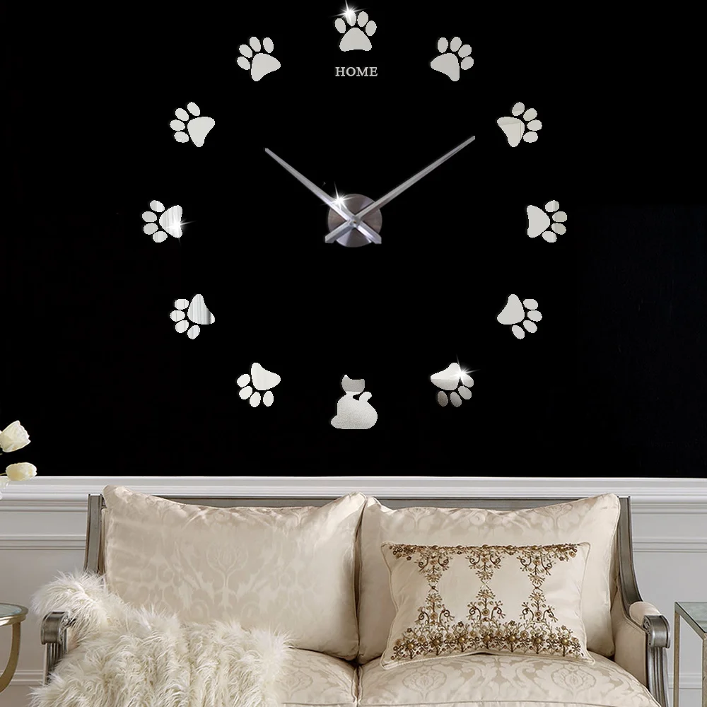 Большие 3D настенные часы современный дизайн бесшумные акриловые зеркальные