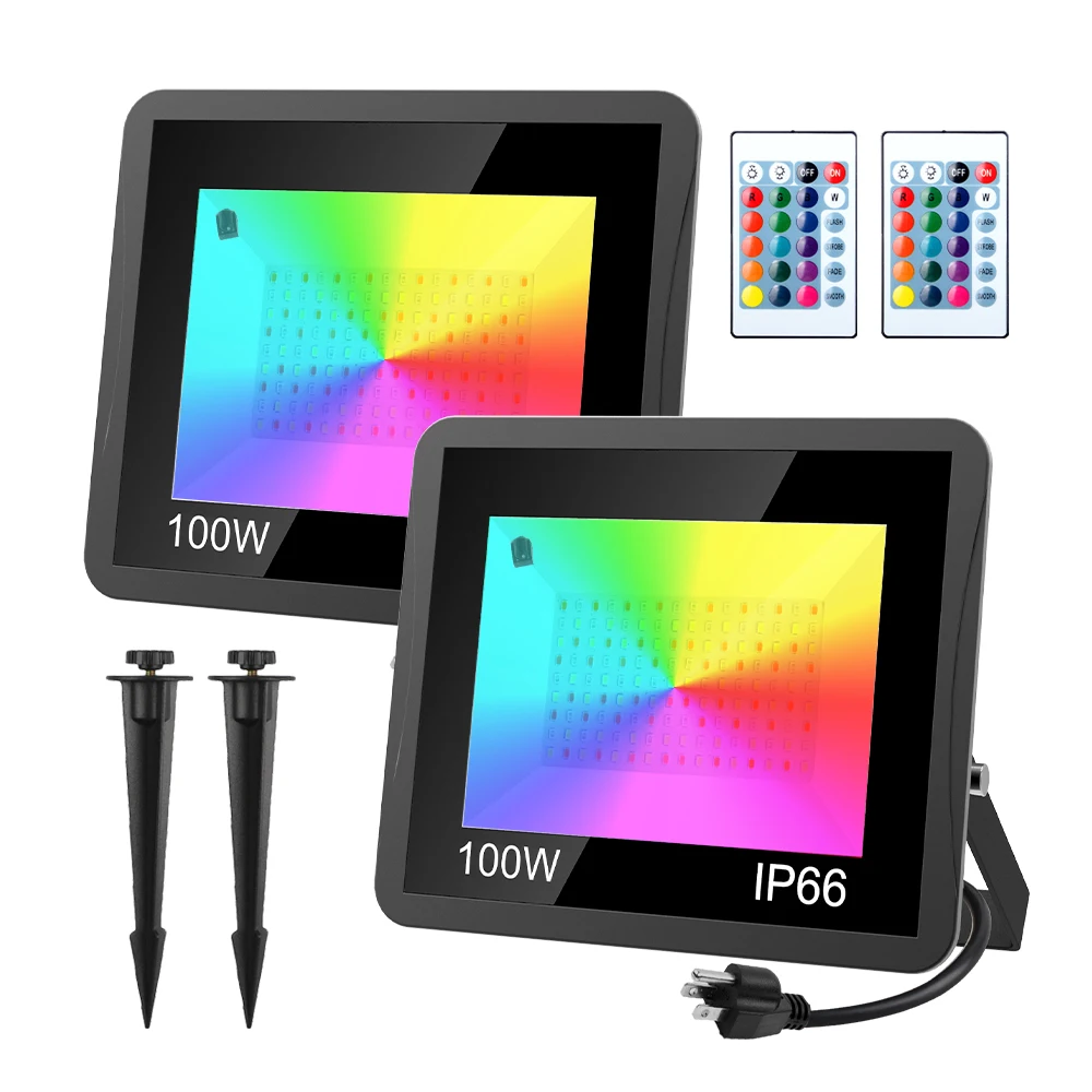 

T-SUN 240V 220V 110V открытый светодиодный прожектор светильник 50 Вт/100 Вт RGB прожектор светильник US/EU/UK розетки Светодиодный точечный светильник сада Наводнение светильник Водонепроницаемый