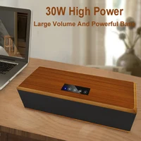 30W High Power Subwoofer Soundbar Wooden Retro Design Wired Bluetooth Speaker HIFI Home Theater Desktop Computer Sound Box Radio