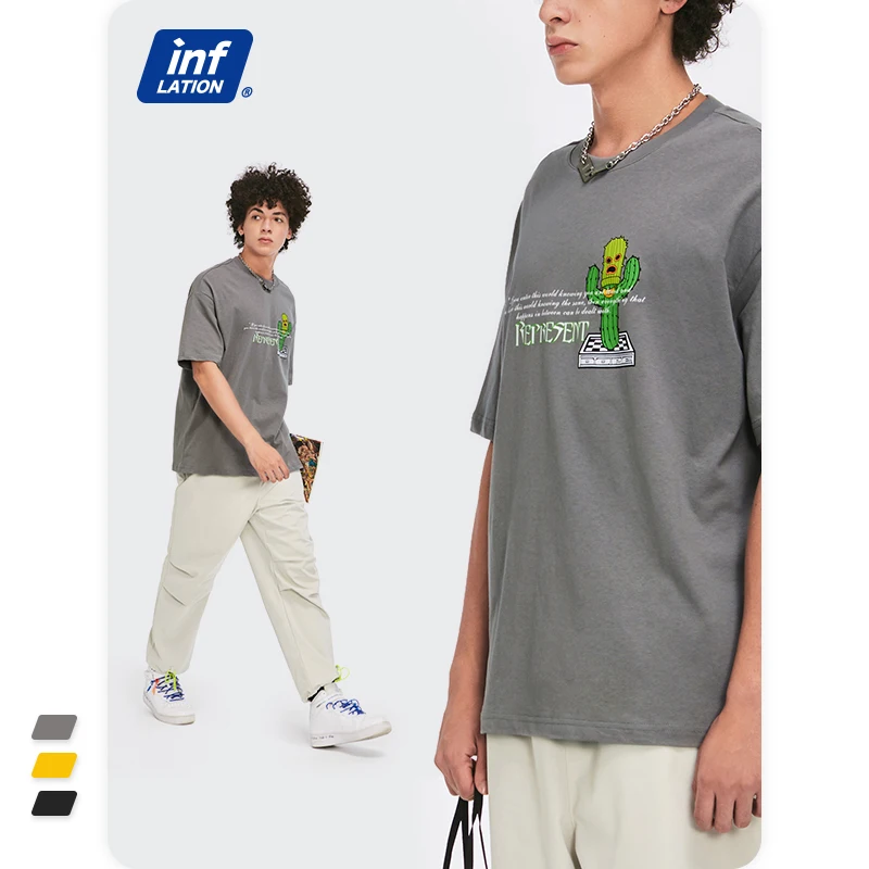 

Hip Hop 2021 Cactus T Shirt Men Fashion Short Sleeve T Shirt Summer Funny Streetwear Clothes Casual Loose Cotton T-Shirt Top