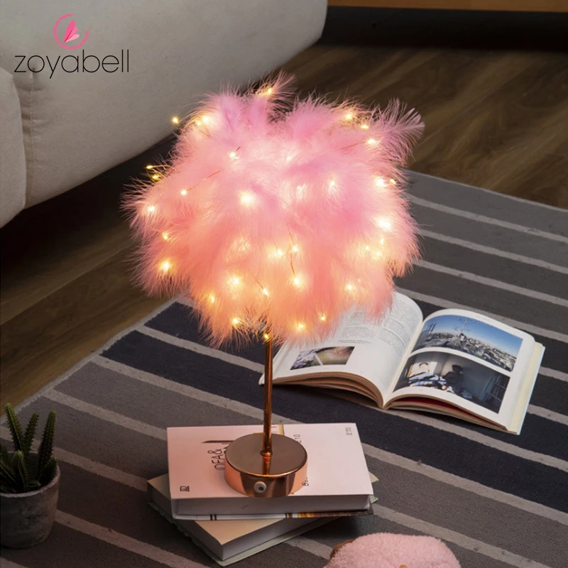 Светодиодный ночной Светильник романтическое перо дерево декоративная спальня