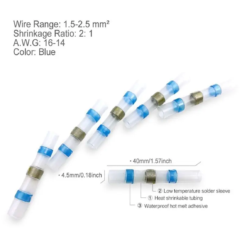 Соединитель для проводов Sopoby термоусадочные стыковые соединители медь 50 шт. (23Red