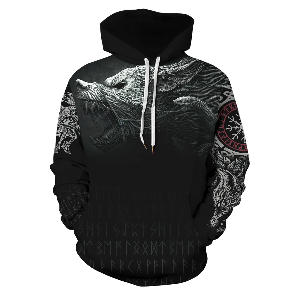 

Fashion Women's Autumn and Winter Viking 3D Printing Casual Plus Size Hooded Sweater Couples Men's Street Hoodie Jacket