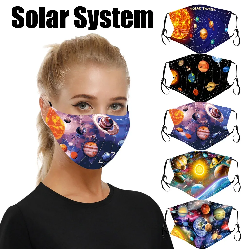 

Женская маска для лица из полиэстера, хлопковая маска с принтом для взрослых, многоразовая моющаяся Регулируемая Маска, Страшные Маски, Мас...