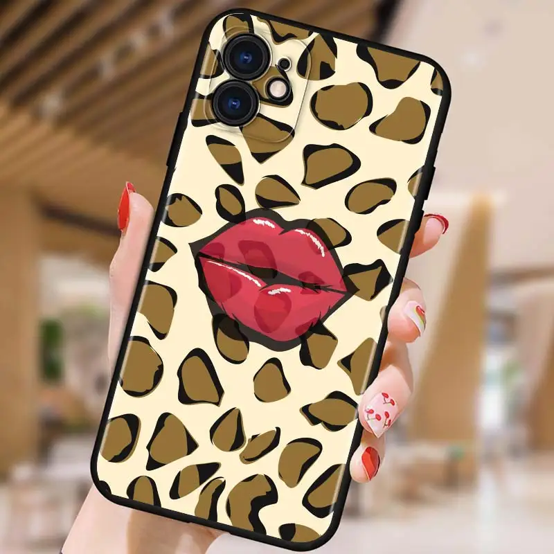 

Hot Sexy Leopard Print Panther for iPhone 5 5S 6 7 8 X XR XS 11 SE 12 2020 mini Plus Pro MAX TPU Black Soft Cover