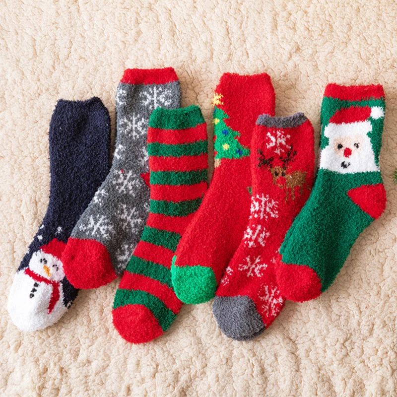 

Floor Socks Plus Thick Warm Cute Thermal Socks Colorful Coral Velvet Socks Soft Christmas Socks Cute All-match Fluffy Socks