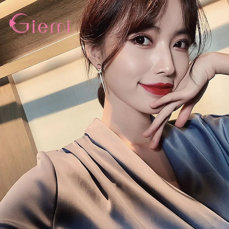 

Exquisite 925 Sterling Silver Dangle Earrings Rhinestone Paved Full Cubic Zirconia Long Tassel Drop Earring Ear Jewelry Supplies