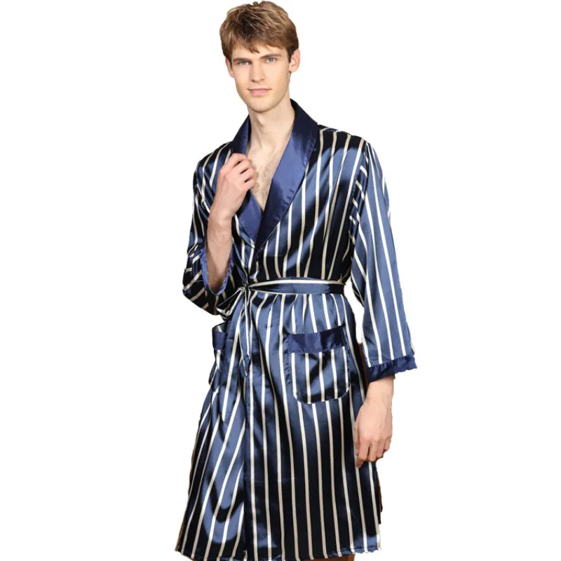 

Plus Size 5XL 4XL 3XL Summer Men's Robe Nightgown Satin Kimono Bathrobe 1 Piece Casual Sleepwear Print Gold Home Dressing Gown