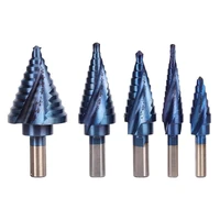 5pcs hss titanium coated step drill bit drilling power tools for metal high speed steel wood hole cutter cone drill