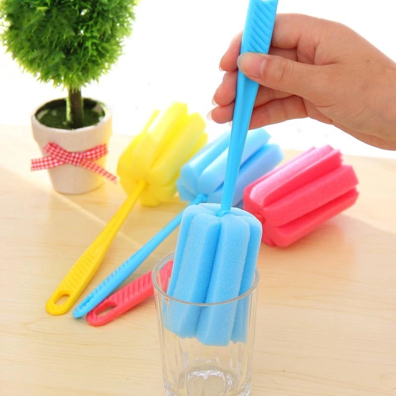 

4PCS Cup Brush Kitchen Cleaning Tool Sponge Brush for Wineglass Bottle Coffe Tea Glass Cup Color Random