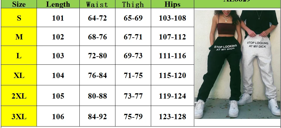 

2020 Summer Trousers Women Stop Looking At My Dick Sweatpants Streetwear Loose Hip Hop Joggers Women Black Casual Pants
