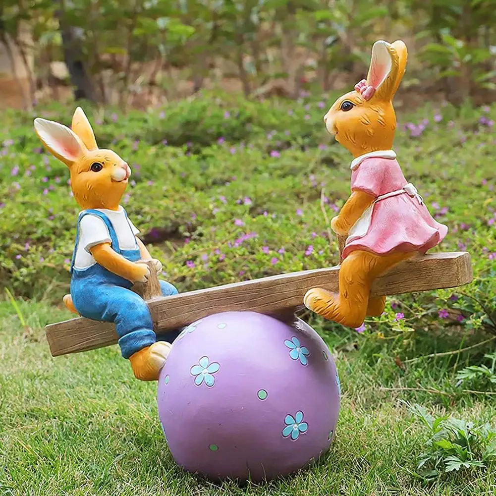 

Rabbit Garden Statues Bunny Figurine Fairy Garden Easter Garden Decoration Waterproof Resin Statue Christmas Kid DIY Gifts