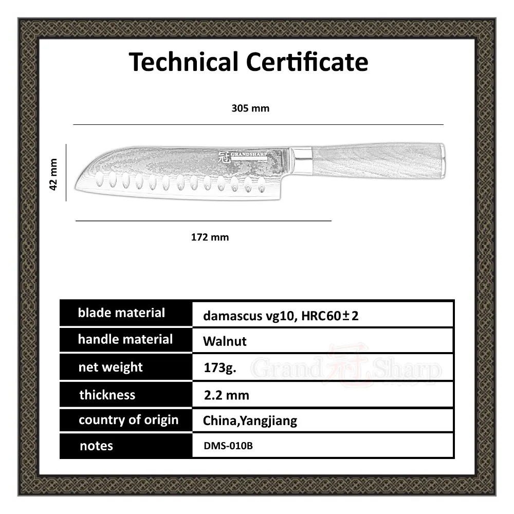 

GRANDSHARP Damascus Steel Knife 67 Layers Japanese Damascus Steel Japanese Damascus Kitchen Knife Santoku Sushi Sashimi Chef NEW