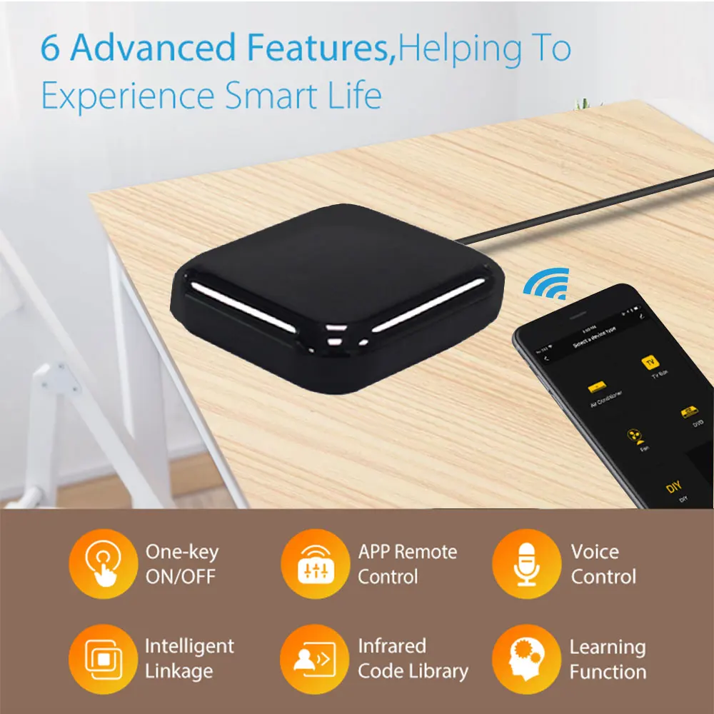 Tuya Smart IR Remote Control WiFi Universal Infrared Home Controller For TV AC SmartLife APP Works With Alexa Google | Электроника