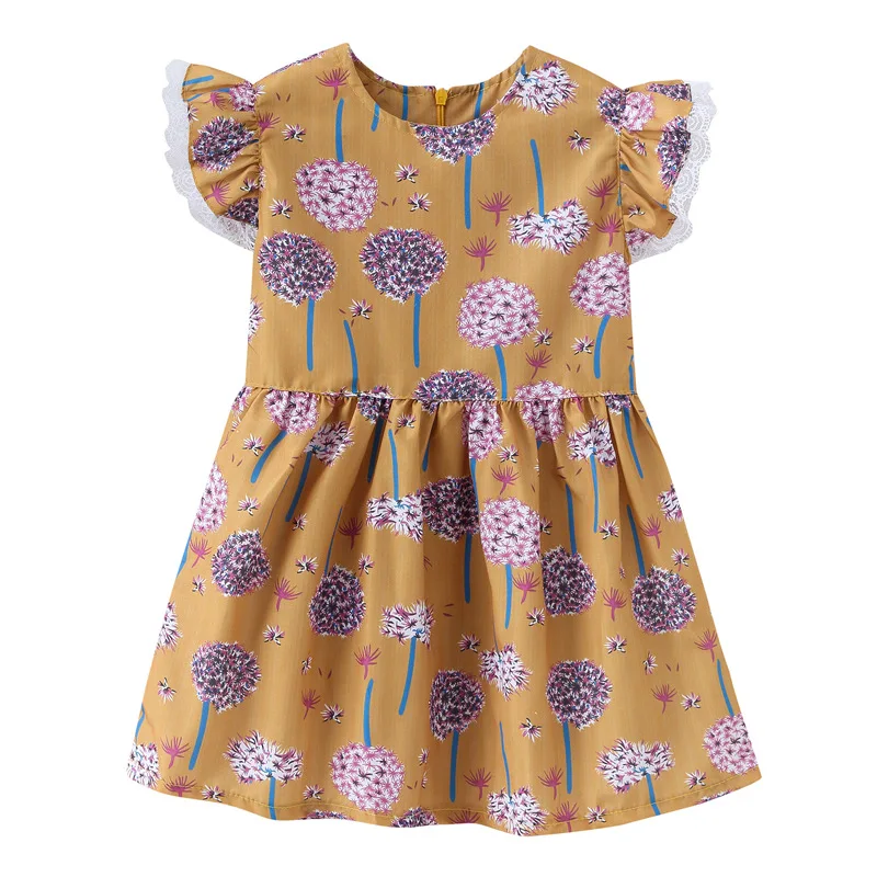 Летнее платье для девочек принцессы с цветочным рукавом маленьких детское милым