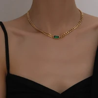 punk thick short choker crystal necklace stainless steel collar simple minimalist clavicle chain necklace for women jewelry
