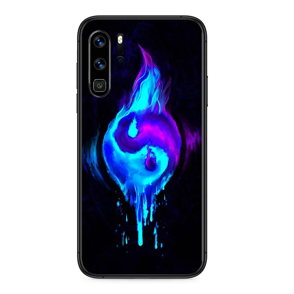 Yin Yang чехол для телефона с принтом граффити рыбы Huawei P 9 Smart 10 20 30 40 8 Lite Mini Z 2019 Pro black