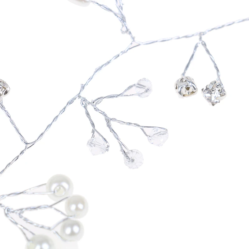 1pcs Charm Bead Hair Piece Floral Pearl Headband Tiara Bride Head Jewelry Rhinestones Long Accessories For Wedding | Украшения и