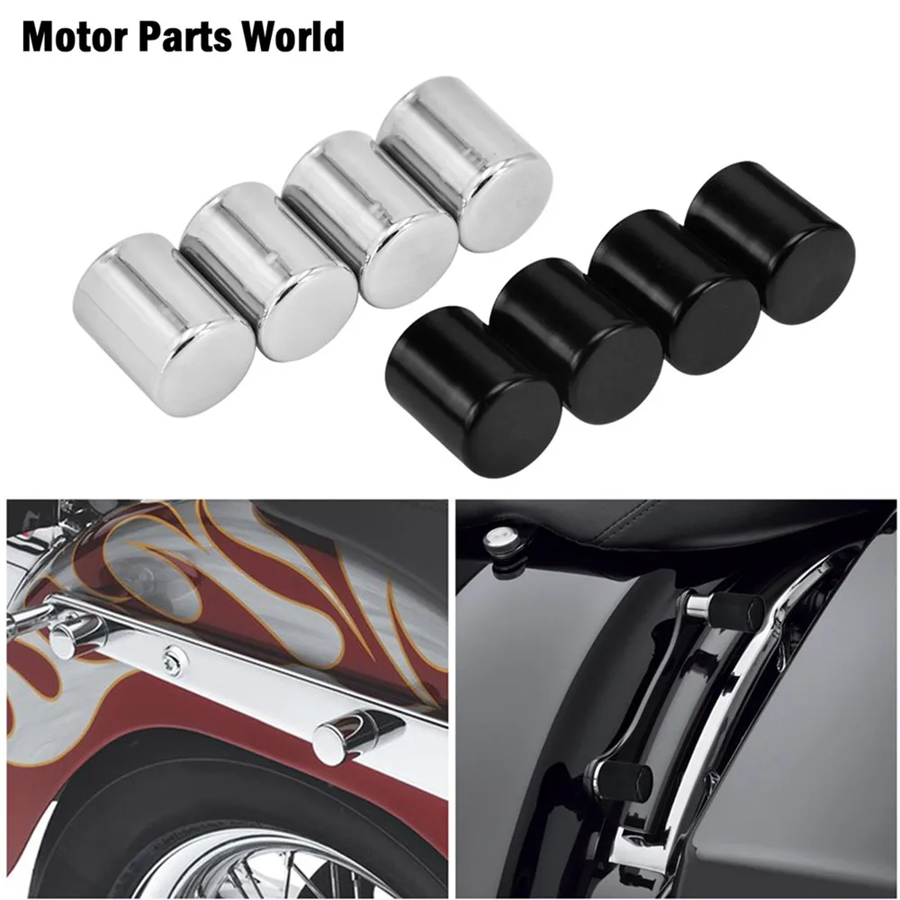 

Motorcycle Docking Hardware Point Cover Black/Chrome 4PCS For Harley Sportster XL883 Dyna Street Bob FXDB Touring FLHR Softail