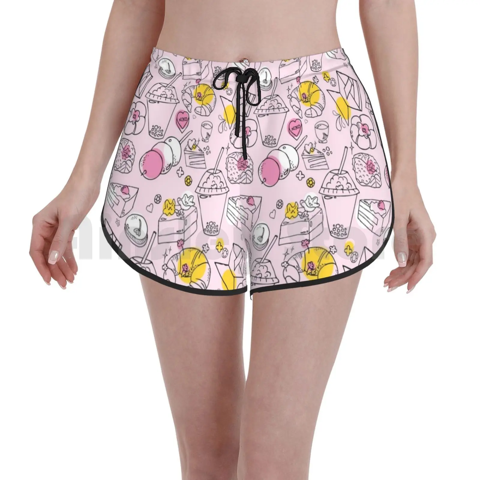 

Японские пляжные шорты для плавания, женские пляжные шорты, Японская еда, вкусные оригами рыбы Yummy, Азиатский розовый чай Boba