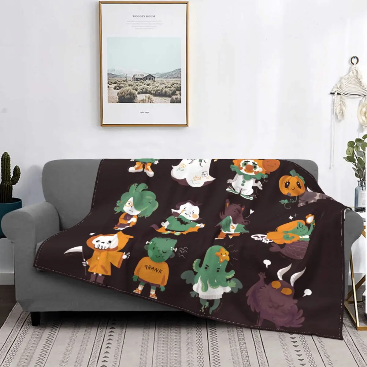 

Manta de franela para Halloween, primavera y otoño, calabaza, suave, multifunción, para cama, sofá, ropa de cama