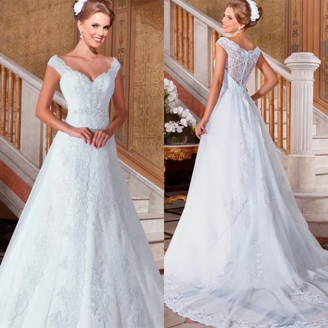 

Vestido de noiva See Through Lace Back Sexy Wedding Dress 2019 Detachable Tail vestidos de noiva casamento bridal dresses